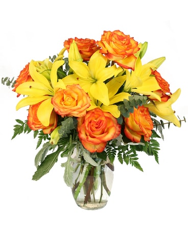 Vivid Amber Flower Arrangement