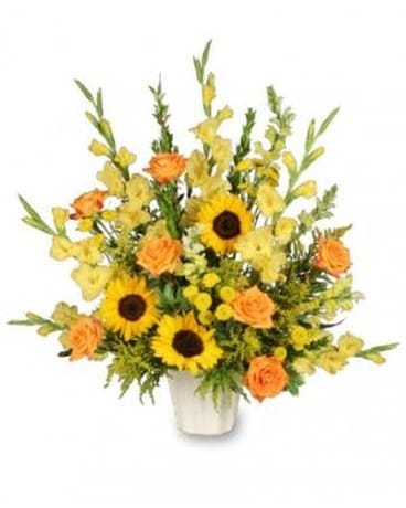 Golden Goodbye Flower Arrangement