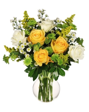 White and Yellow roses Flower Arrangement