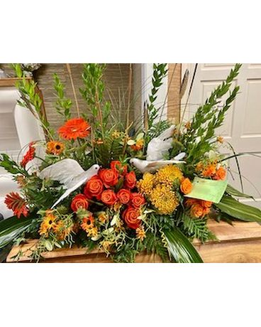 Mountain Fields Reflections Casket Spray Flower Arrangement