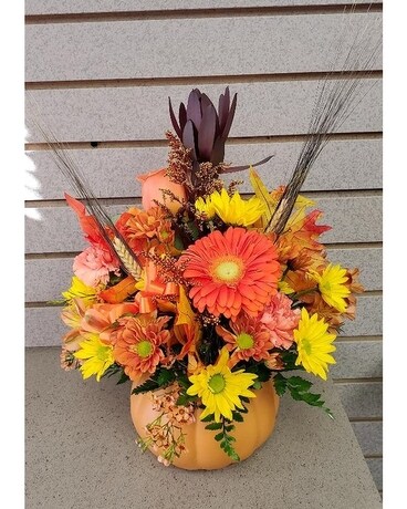 Fall Pumpkin Flower Arrangement