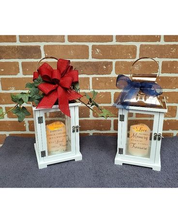 Memorial Lantern White Flower Arrangement