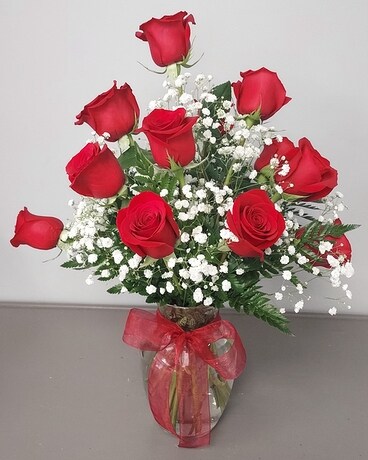 DOZEN RED ROSES VASED Flower Arrangement