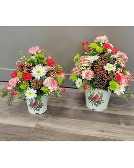 Cardinal Christmas Flower Arrangement