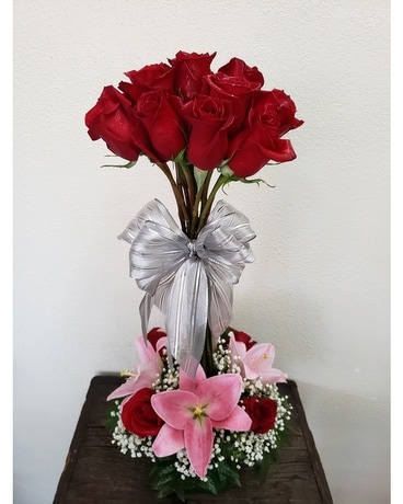 J&S Red Rose Topiary Flower Arrangement
