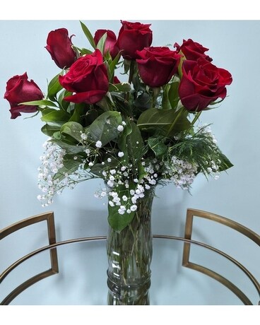 One Dozen Roses Flower Arrangement