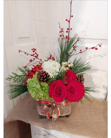 Seasons Greetings Flower Arrangement