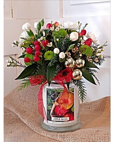 Festive Kringle Candle Flower Arrangement