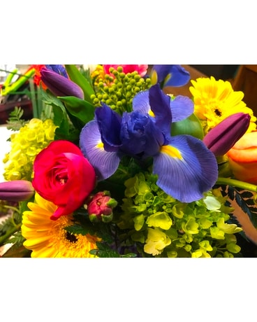 Designer Choice Purple, Yellow, Hot Pink Flower Arrangement