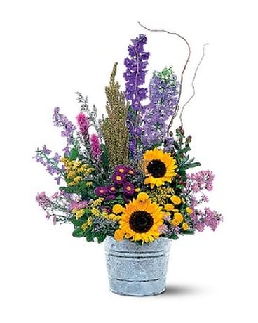 Summer Flower Pail Flower Arrangement