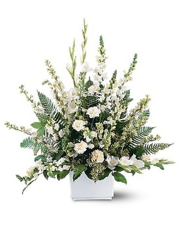 White Expressions Basket Sympathy Arrangement