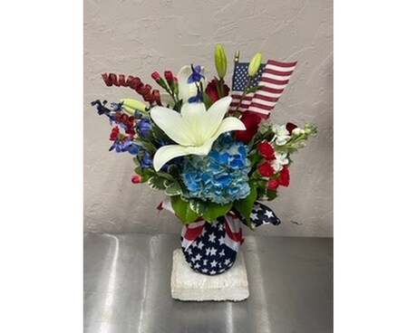 Hooray for the Red White and Blue Flower Arrangement