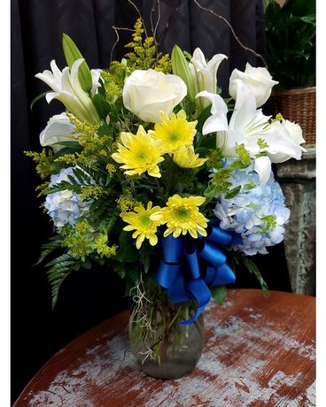 Blue Your Socks Off Flower Arrangement