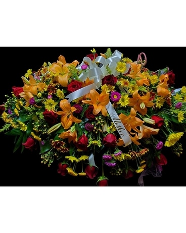 Colorful Tribute Casket Spray Sympathy Arrangement