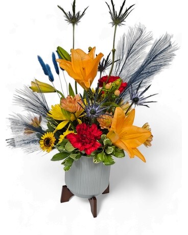 Fall Classic Contemporary Planter Flower Arrangement