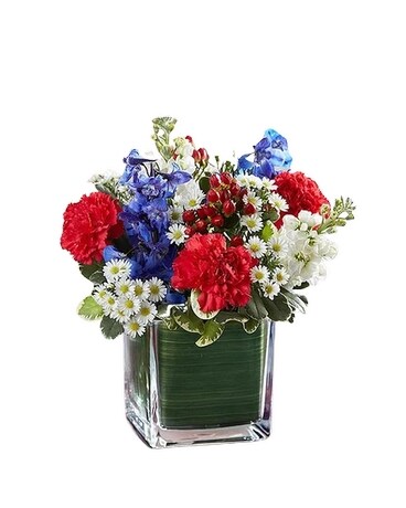 Healing Tears Red, White & Blue Flower Arrangement
