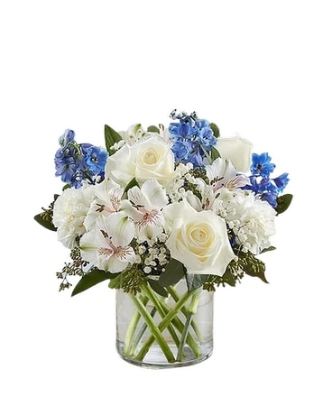 Loving Sentiments Blue & White Flower Arrangement