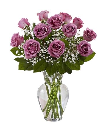 Dozen Lavender Roses Flower Arrangement