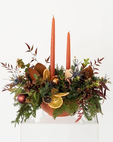Citrus Spice Centerpiece Flower Arrangement