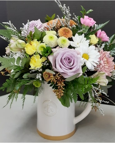 White Bee Pitcher Flower Arrangement