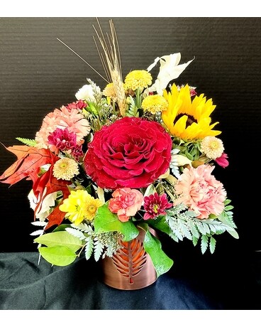 Copper Leaves Flower Arrangement