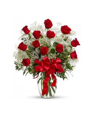 Classic Dozen Red Roses Flower Arrangement
