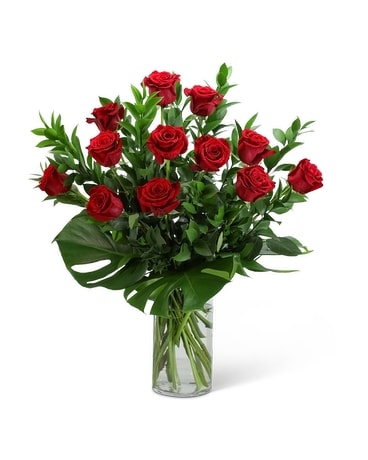 Modern Elegance Dozen Roses Flower Arrangement