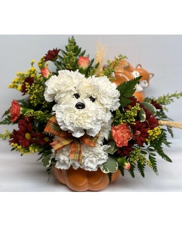 Pumpkin Patches the Dog Flower Arrangement