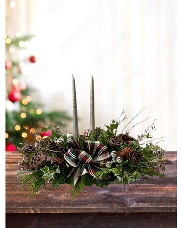A Natural Holiday Centerpiece Flower Arrangement
