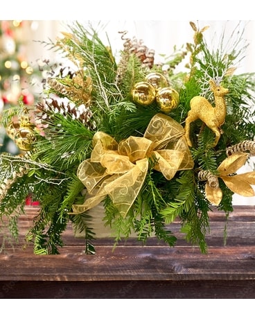 Prancer's Holiday Centerpiece Flower Arrangement