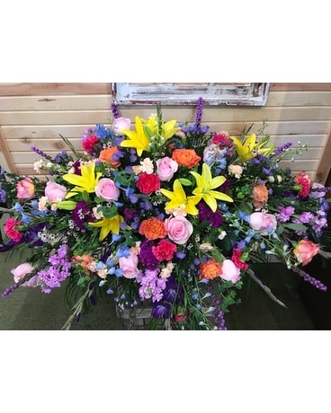 Casket Spray - Seasonal Mix Funeral Casket Spray Flowers