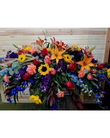 Custom Casket Spray - Summer Mix Funeral Casket Spray Flowers