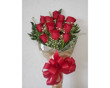 Red Rose Presentation Wrapped Flower Arrangement