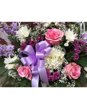Feminine Funeral Floor Basket Flower Arrangement