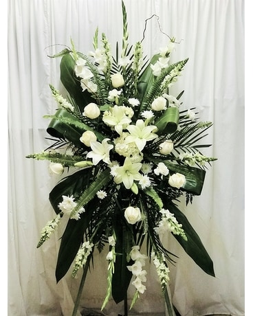 Funeral Sympathy Spray- White Flower Arrangement