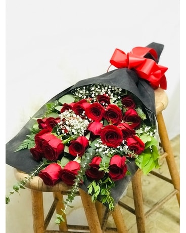 2 Dz. Long Stemmed Red Roses Bouquet in Orange CA - Main Street