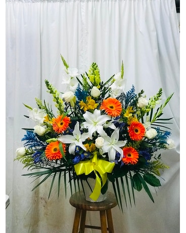 Deepest Condolences Basket Flower Arrangement
