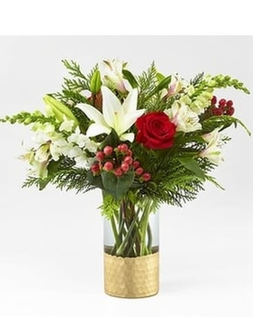 Golden Holiday Flower Arrangement