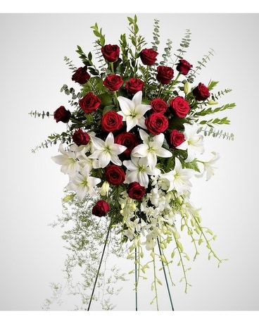 Lily & Rose Tribute Spray Flower Arrangement