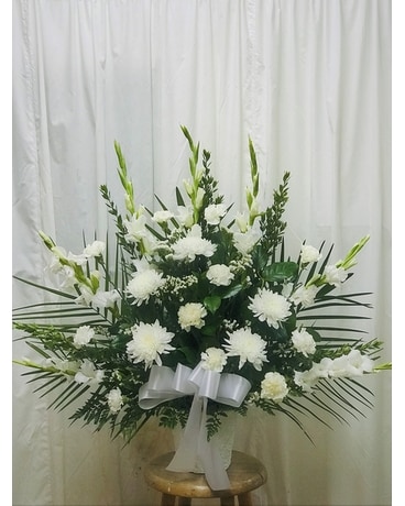 Traditional Funeral Basket (White) Flower Arrangement