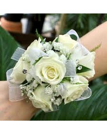 White/Blue wrist corsage Corsage