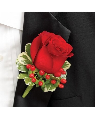Red Rose Boutonniere Flower Arrangement
