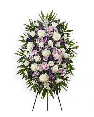 Small Lavender and White Standing Spray Flower Arrangement