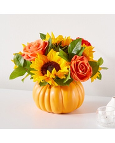 Sunglow Pumpkin Flower Arrangement