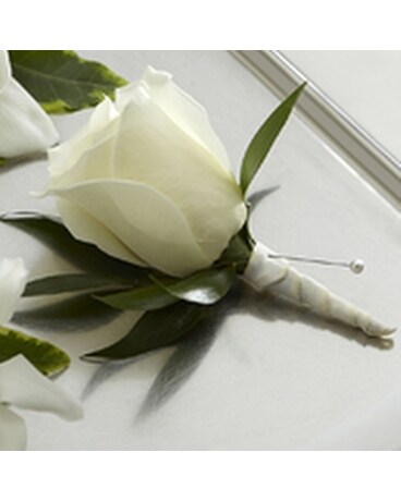 Boutonniere White Rose Flower Arrangement