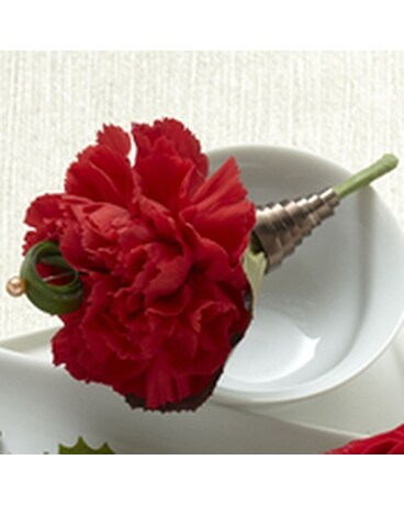 Red Carnation Boutonniere Flower Arrangement