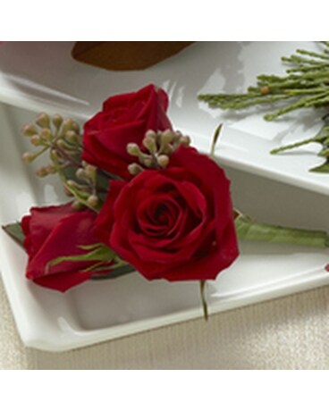 Red Spray Rose Boutonniere Flower Arrangement