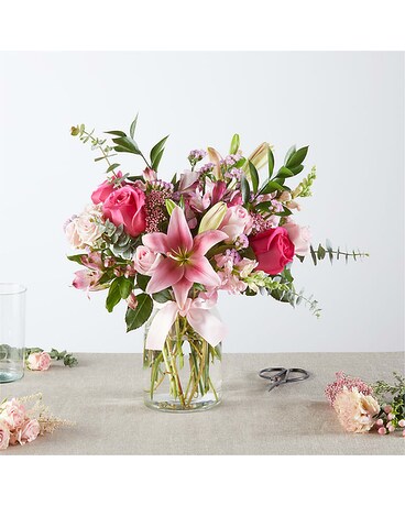 Pink Ribbon Bouquet Flower Arrangement