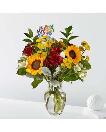 Sunrise on the Prairie w/Birthday Topper Flower Arrangement