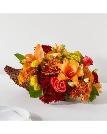 Deluxe Cornucopia Flower Arrangement